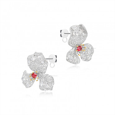 PAIR OF RUBY AND DIAMOND EARRINGS